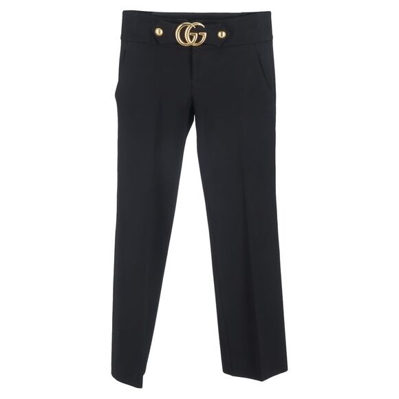 Gucci GG Marmont Wide-Leg Trousers in Black Viscose